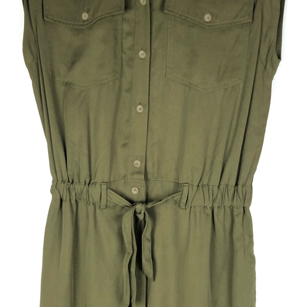 New MAX STUDIO jumpsuit olive green button up - Picture 4 of 8